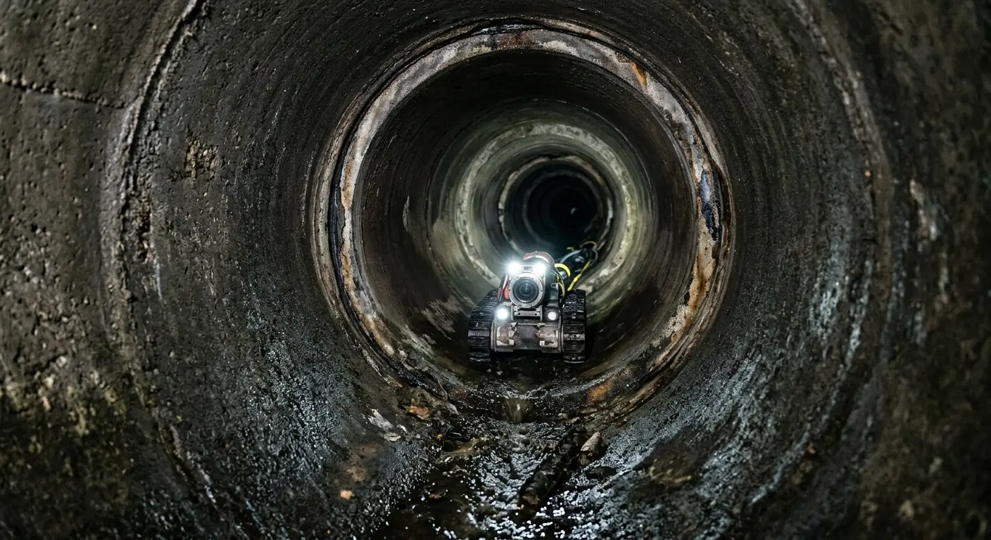Robotic sewer camera inspecting pipe interior for Sewer Line Cleaning in Alafaya